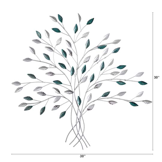 30" x 30" Hand-Painted Metal Tree of Life Wall Art Decor